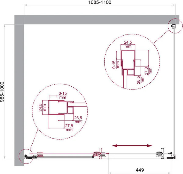Душевой уголок BelBagno LUCE-AH-1-110/100-C-Cr