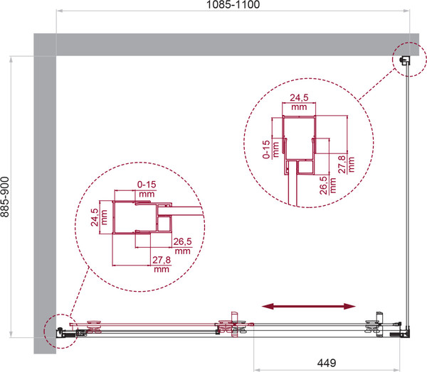 Душевой уголок BelBagno LUCE-AH-1-110/90-C-Cr