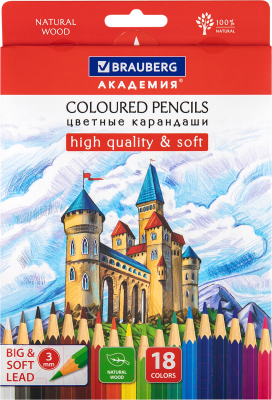 Набор цветных карандашей Brauberg Академия / 181865 - фото