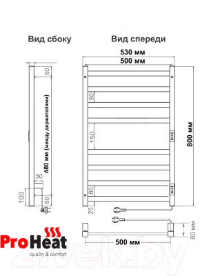 Полотенцесушитель электрический ProHeat Quadro 50х80