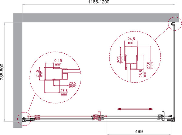 Душевой уголок BelBagno LUCE-AH-1-120/80-C-Cr