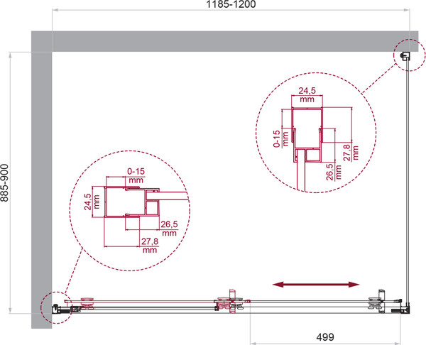 Душевой уголок BelBagno LUCE-AH-1-120/90-C-Cr