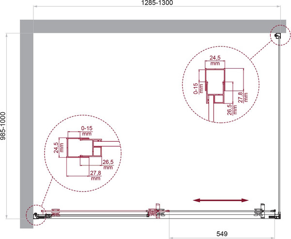 Душевой уголок BelBagno LUCE-AH-1-130/100-C-Cr