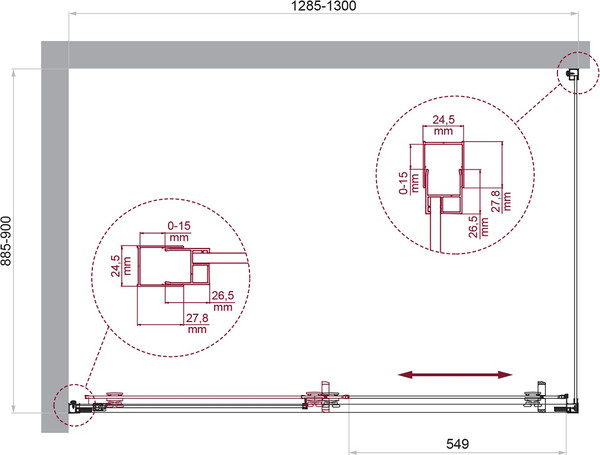 Душевой уголок BelBagno LUCE-AH-1-130/90-C-Cr