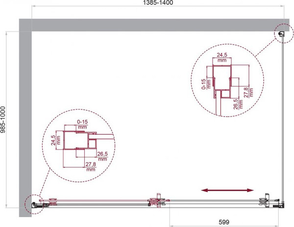 Душевой уголок BelBagno LUCE-AH-1-140/100-C-Cr