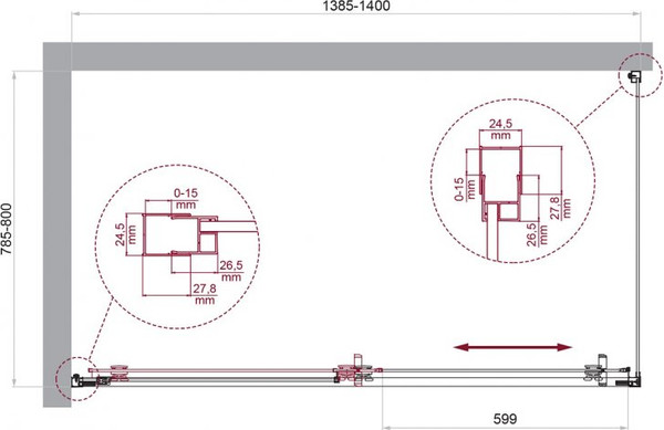 Душевой уголок BelBagno LUCE-AH-1-140/80-C-Cr