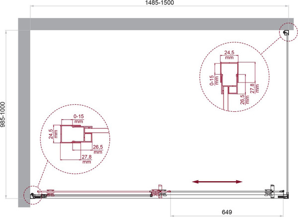 Душевой уголок BelBagno LUCE-AH-1-150/100-C-Cr