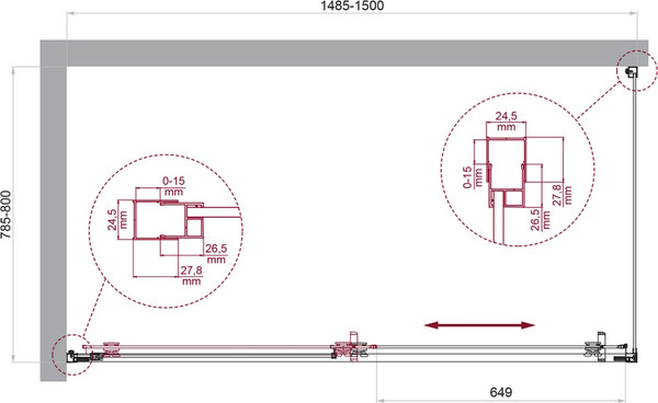 Душевой уголок BelBagno LUCE-AH-1-150/80-C-Cr
