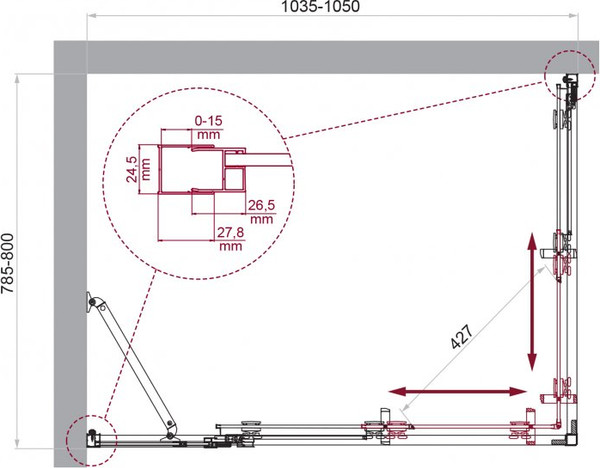 Душевой уголок BelBagno LUCE-AH-21-105/80-C-Cr
