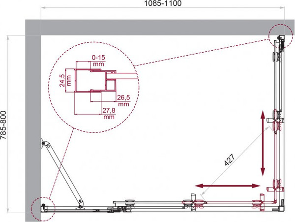 Душевой уголок BelBagno LUCE-AH-21-110/80-C-Cr