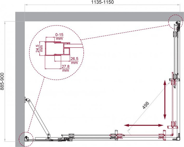 Душевой уголок BelBagno LUCE-AH-21-115/90-C-Cr