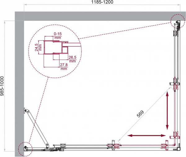 Душевой уголок BelBagno LUCE-AH-21-120/100-C-Cr