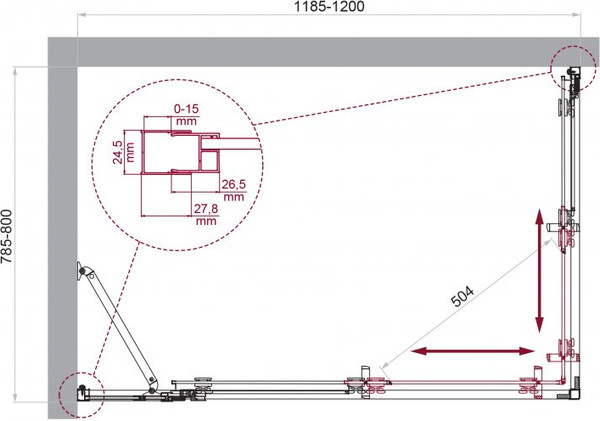 Душевой уголок BelBagno LUCE-AH-21-120/80-C-Cr