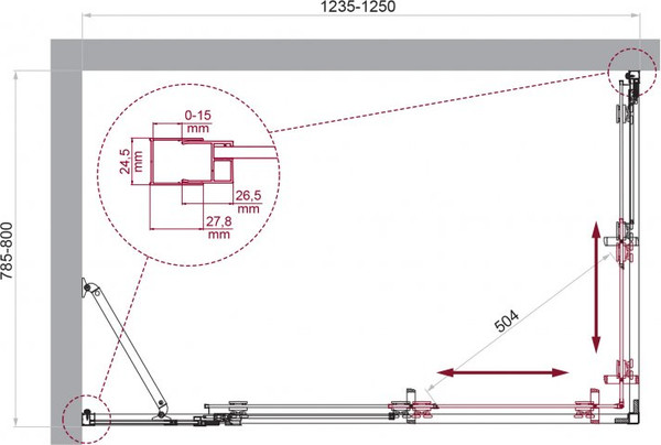 Душевой уголок BelBagno LUCE-AH-21-125/80-C-Cr