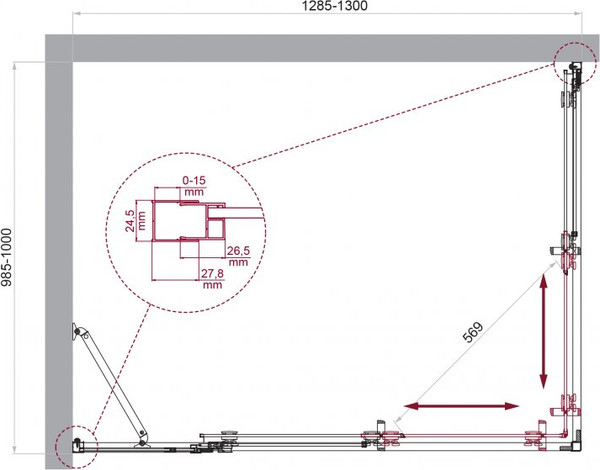 Душевой уголок BelBagno LUCE-AH-21-130/100-C-Cr