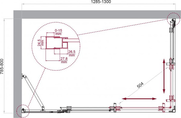 Душевой уголок BelBagno LUCE-AH-21-130/80-C-Cr