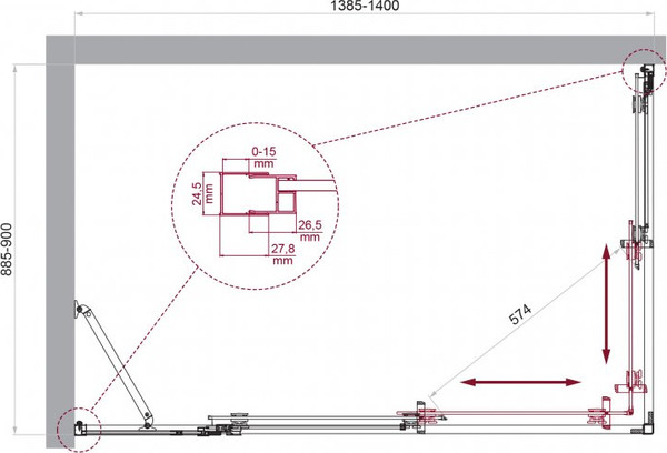 Душевой уголок BelBagno LUCE-AH-21-140/90-C-Cr