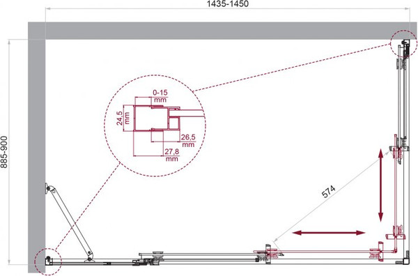 Душевой уголок BelBagno LUCE-AH-21-145/90-C-Cr