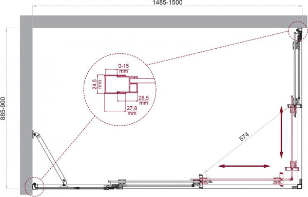 Душевой уголок BelBagno LUCE-AH-21-150/90-C-Cr