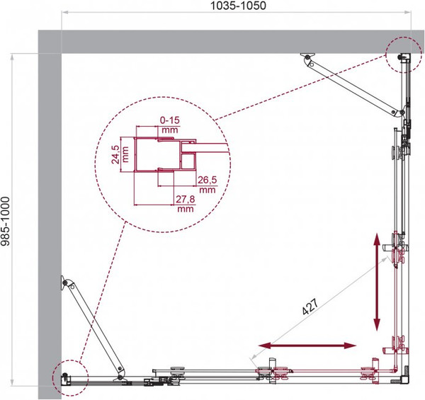Душевой уголок BelBagno LUCE-AH-22-105/100-C-Cr