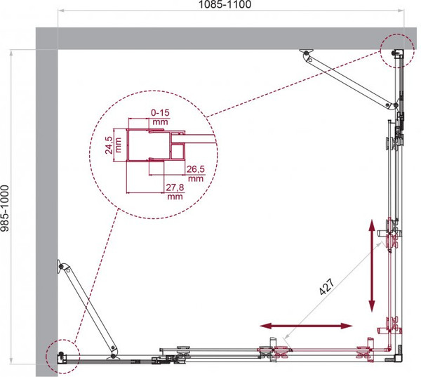Душевой уголок BelBagno LUCE-AH-22-110/100-C-Cr