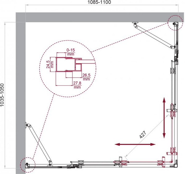 Душевой уголок BelBagno LUCE-AH-22-110/105-C-Cr