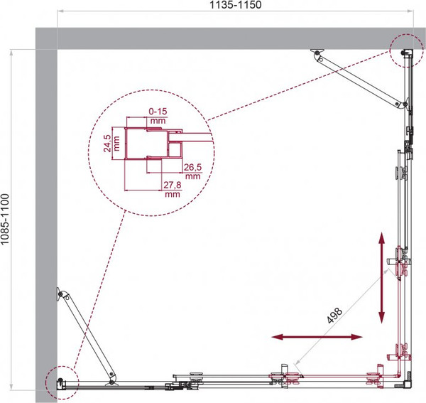 Душевой уголок BelBagno LUCE-AH-22-115/110-C-Cr