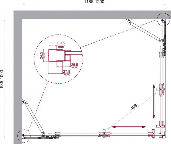 Душевой уголок BelBagno LUCE-AH-22-120/100-C-Cr