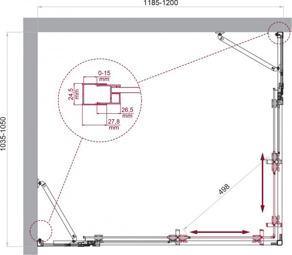 Душевой уголок BelBagno LUCE-AH-22-120/105-C-Cr