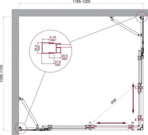 Душевой уголок BelBagno LUCE-AH-22-120/110-C-Cr