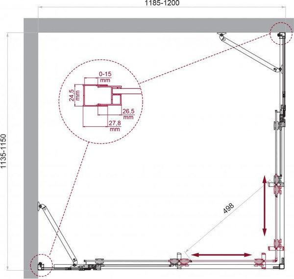 Душевой уголок BelBagno LUCE-AH-22-120/115-C-Cr