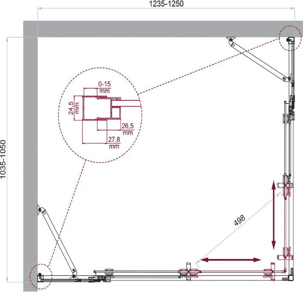 Душевой уголок BelBagno LUCE-AH-22-125/105-C-Cr