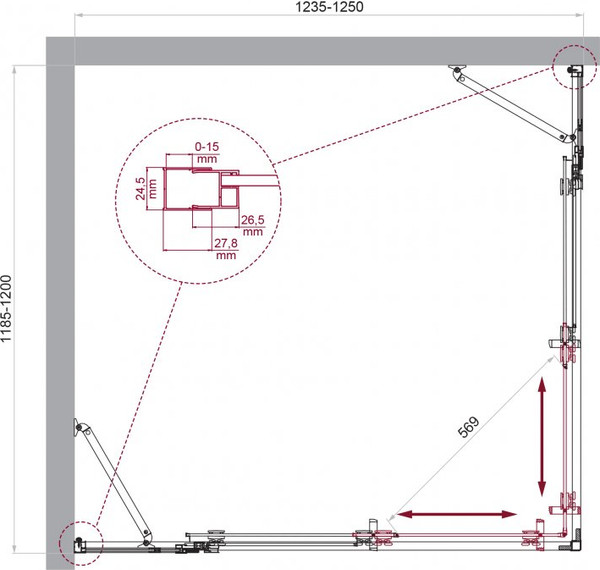 Душевой уголок BelBagno LUCE-AH-22-125/120-C-Cr