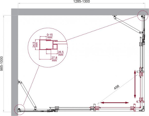 Душевой уголок BelBagno LUCE-AH-22-130/100-C-Cr