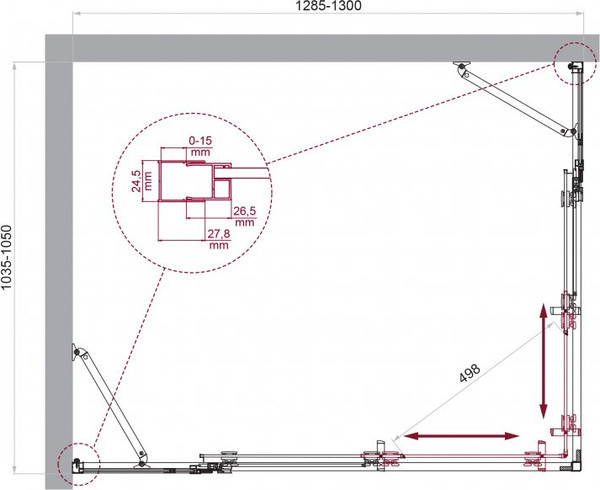 Душевой уголок BelBagno LUCE-AH-22-130/105-C-Cr