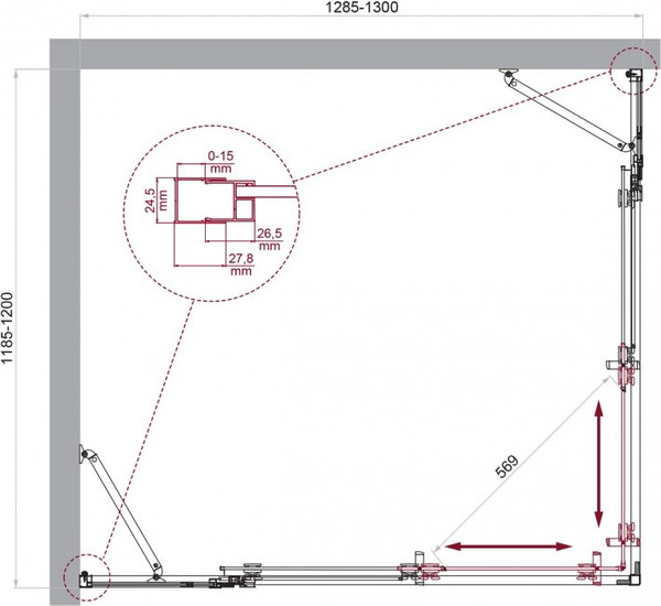 Душевой уголок BelBagno LUCE-AH-22-130/120-C-Cr