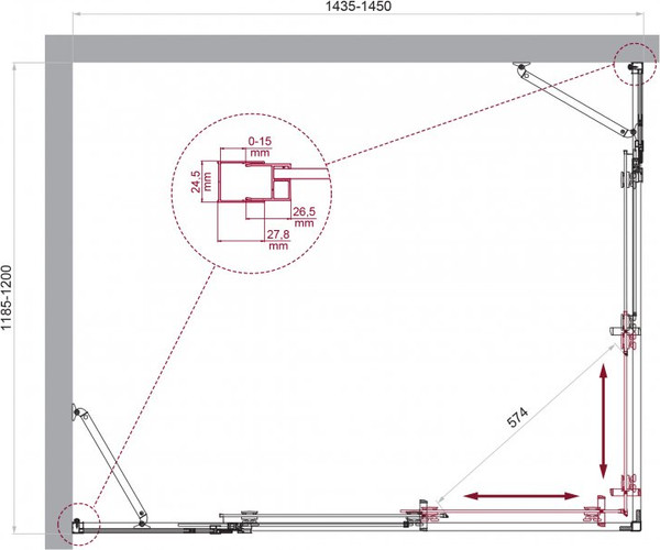 Душевой уголок BelBagno LUCE-AH-22-145/120-C-Cr