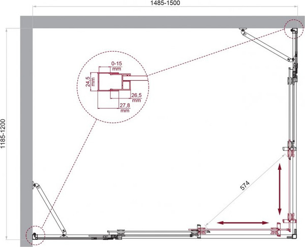 Душевой уголок BelBagno LUCE-AH-22-150/120-C-Cr