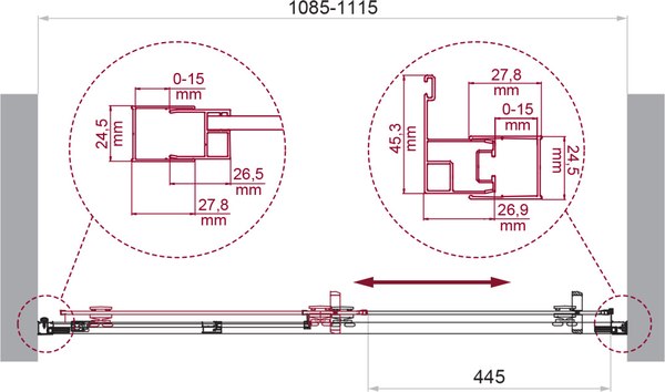 Душевая дверь BelBagno LUCE-BF-1-110-C-Cr