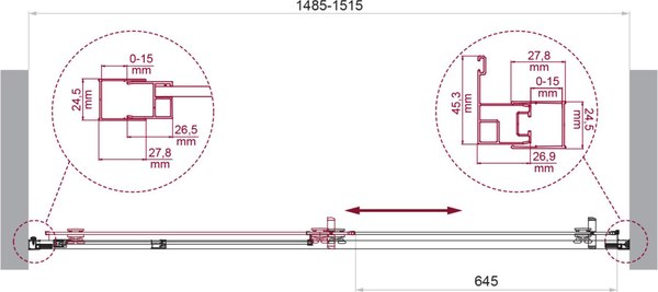 Душевая дверь BelBagno LUCE-BF-1-150-C-Cr