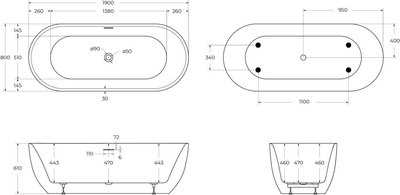 Ванна акриловая BelBagno BB417-1900-800