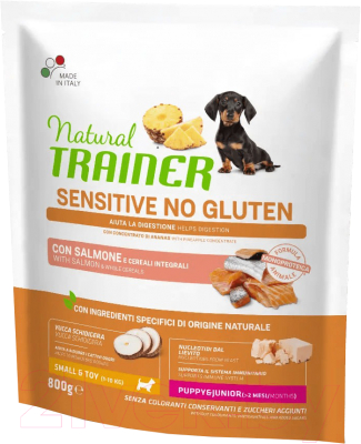 Сухой корм для собак Trainer Для щенков мелких и мини пород с чувствительным пищев. с лососем - фото