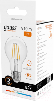 Лампа Gauss Filament Elementary Е27 11W 2700К / 22211