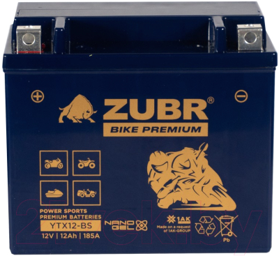 Мотоаккумулятор Zubr Bike Premium L+ / YTX12-BS