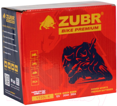 Мотоаккумулятор Zubr Bike Premium R+ / YT20L-4