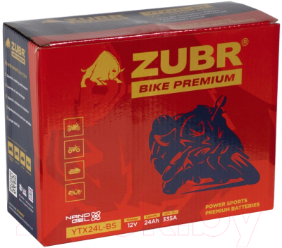 Мотоаккумулятор Zubr Bike Premium R+ / YTX24L-BS