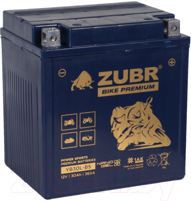 Мотоаккумулятор Zubr Bike Premium R+ / YB30L-BS
