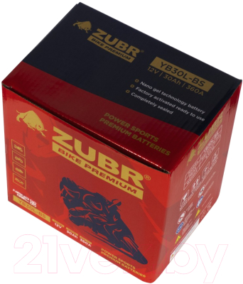 Мотоаккумулятор Zubr Bike Premium R+ / YB30L-BS