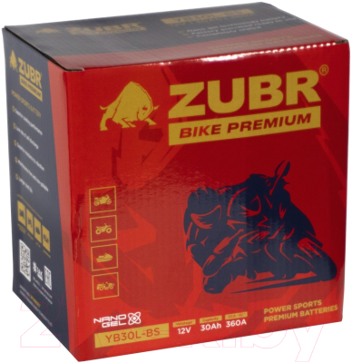 Мотоаккумулятор Zubr Bike Premium R+ / YB30L-BS