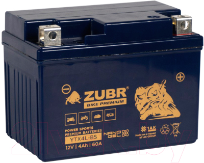 Мотоаккумулятор Zubr Bike Premium R+ / YTX4L-BS - фото